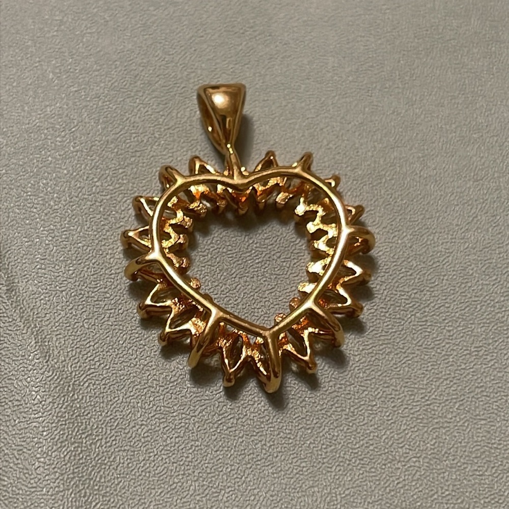 Elegant Sterling silver 925 gold toned Gemstone Heart Pendant Preowned - Picture 6 of 12